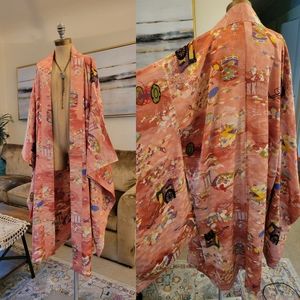 Vintage OOAK Crepe Silk Kimono handmade